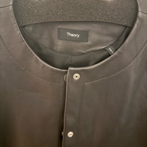 Theory Black Leather Jacket for Women - Picture 3 of 7